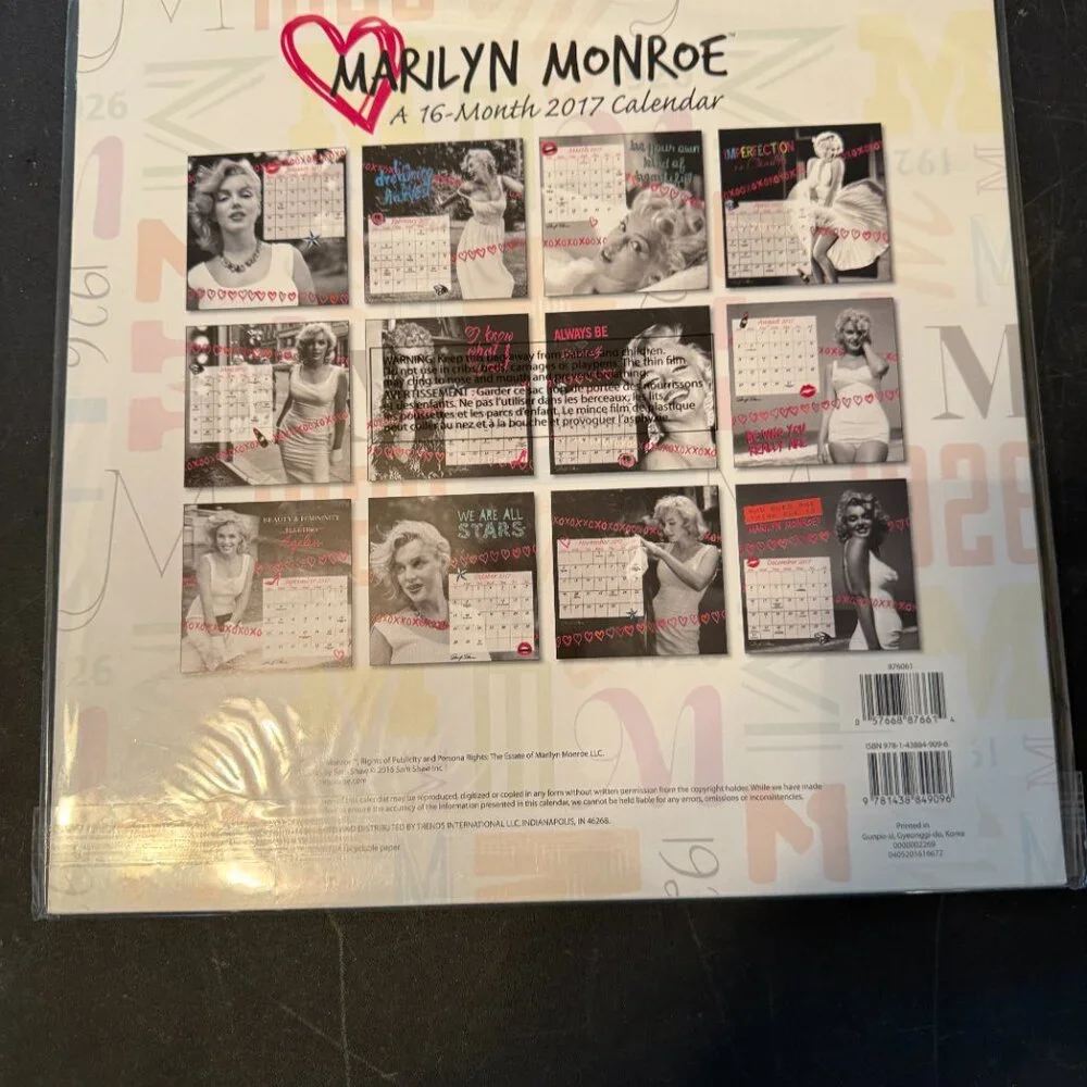 Marilyn Monroe 2017 16 Month Wall Calendar 12